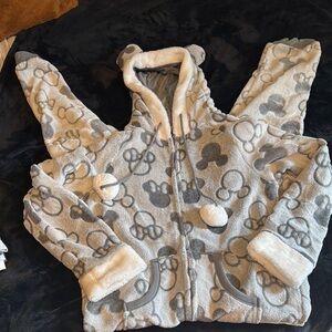Gray and Cream Fleece onesie with Ears